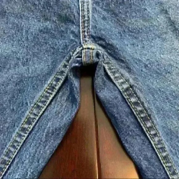 Zara Jeans Slim Fit Ankle Cropped Button Fly Vintage Dark Blue Size 18 - Picture 11 of 15